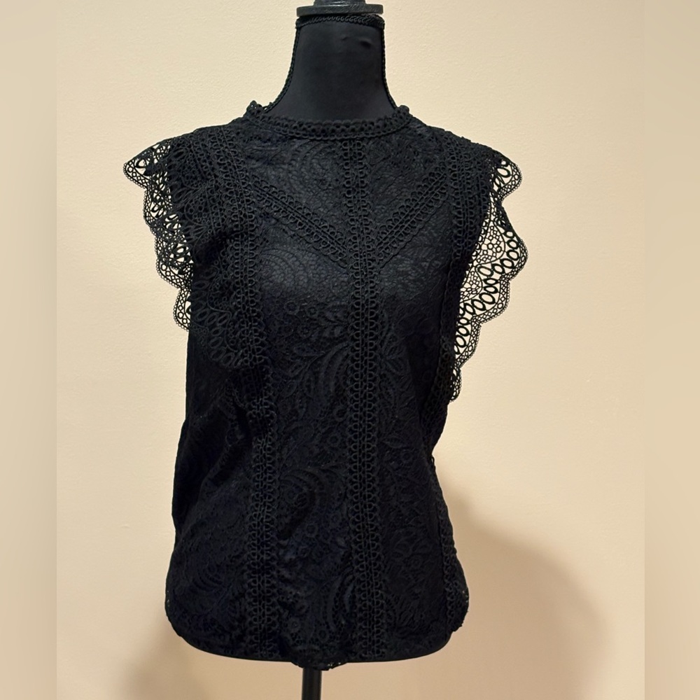 NWT Cable and Gage Black Lace Sleeveless Top XS